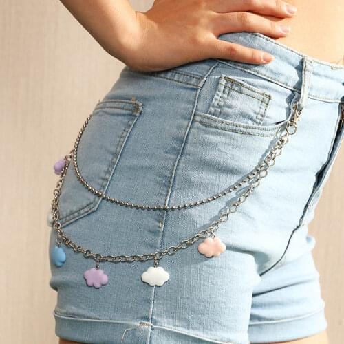 Fashion Metal Pants Chain For Women Personality Cloud Pendant Trousers Waist Chain Jeans Youth Street Punk Hip Hop Jewelry