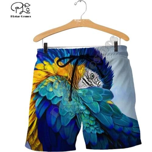 PLstar Cosmos Colorful Beautiful Parrot Mens Shorts Cool Fashional Summer Casual Shorts Harajuku 3D Printed Loose Beach P48