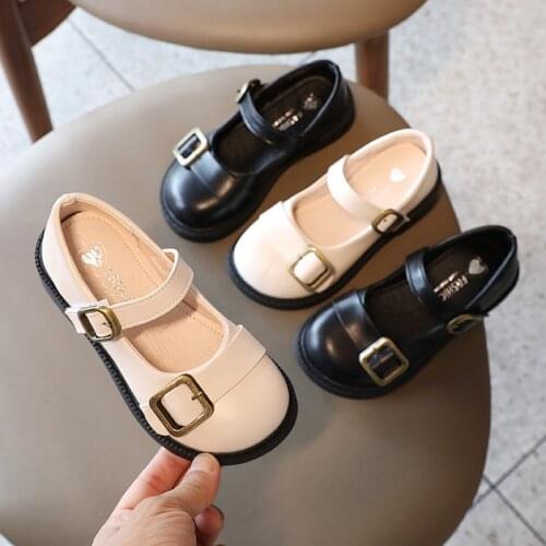 Childrens Shoes Fall New Girls British Style Buckle Princess Shoes Little Girls Casual Black Shoes Toddler Shoes Girl