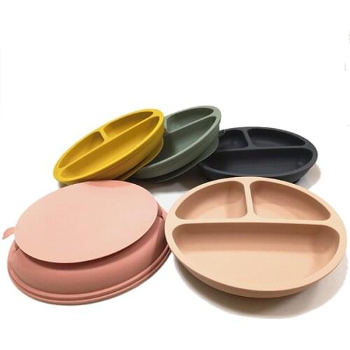 BPA Free Baby Silicone Suction Plate Kid Tableware Food Grade Silicone Non-Slip Baby Dish Infant Toddler Dinnerware
