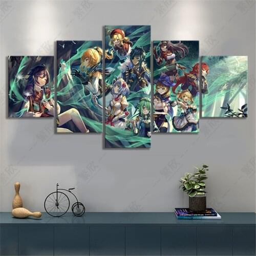 HD Digital Art Anime Girls Picture Artwork Paintings Genshin Impact Video Games Art Wall Decor Paintings Canvas Print Wall Art