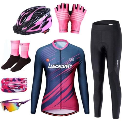 Racing Bike Clothing Women Summer Long Sleeve Bicycle Jersey Set Gel Padded Road Cycling Uniform Ciclismo Mtb Skinsuit Quick-Dry