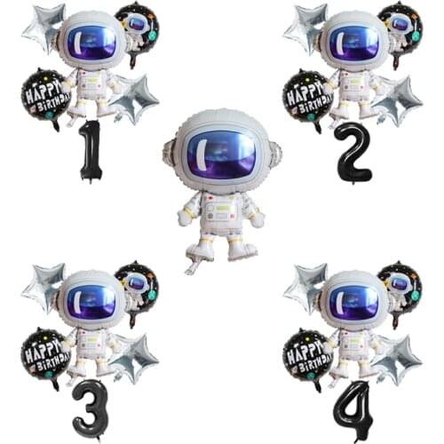 Outer Space Party Astronaut Foil Balloon Set Baby Shower Boy Kids Birthday Party Decor Galaxy Solar System Party Supplies