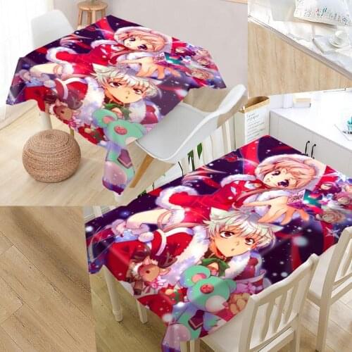 Best Anime Christmas Custom Table Cloth Rectangular Oxford Print Waterproof Oilproof Square Table Cover Wedding Party Tablecloth