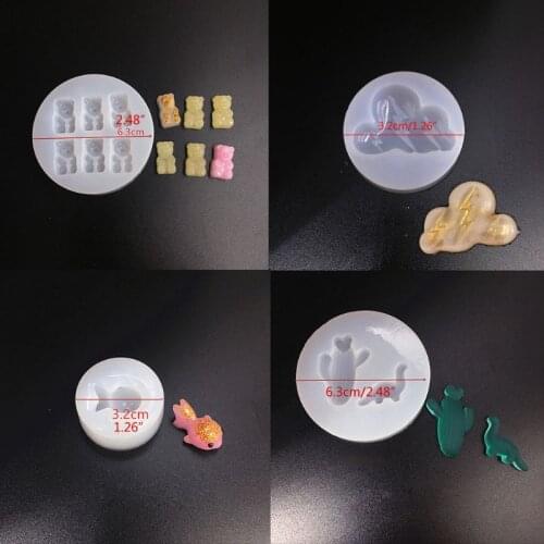 Cute Mini Earrings Pendants Silicone Resin Mold Bear Dinosaur Goldfish Shell Flower Resin Casting Mold Jewelry Art Tools T84A