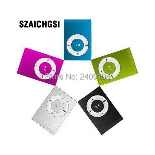 SZAICHGSI Mini Clip MP3 Player Cheap Colorful mp3 Players with Earphone, USB Cable, Retail Box, Support Micro SD/TF Cards 500pcs