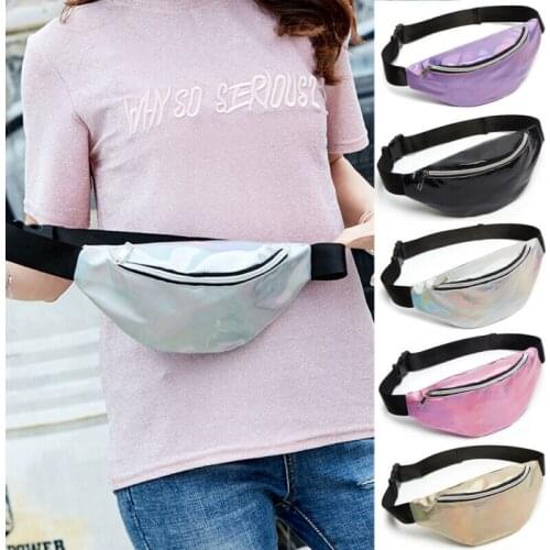 Womens Unisex Shinning Fashion Fanny Pack Waist Hip Belt Bag Purse Pouch Travel Waist Phone Pocket Glitter Multicolor Bum Bag