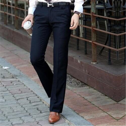 Mens Suit pants 2020 Spring and Autumn New Mens Micro-horn trousers Slim feet trousers Korean Wide-leg pants