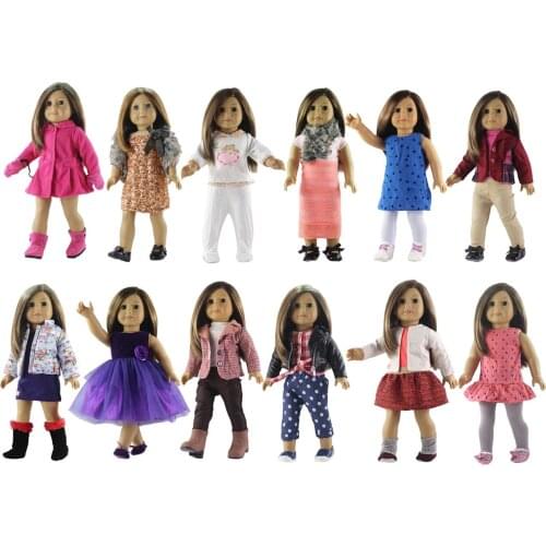 New Random Delivery 5 Set Fashion Doll Clothes for 18 inch American Doll Handmade Dress/Casual Clothes