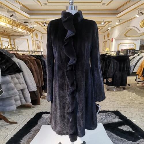 2020 winter new mink fur coat imported real mink fur coat medium long section real mink fur coat woman fur coat 13-1911