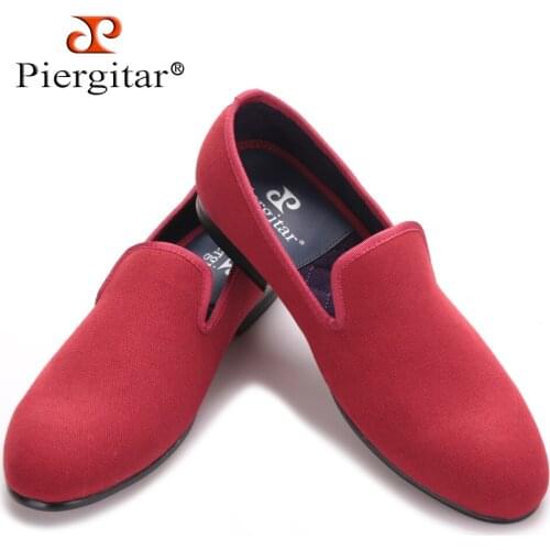 New arrival red and blue color men canvas shoes British style men casual smoking slippers Party and Banquet male loafers