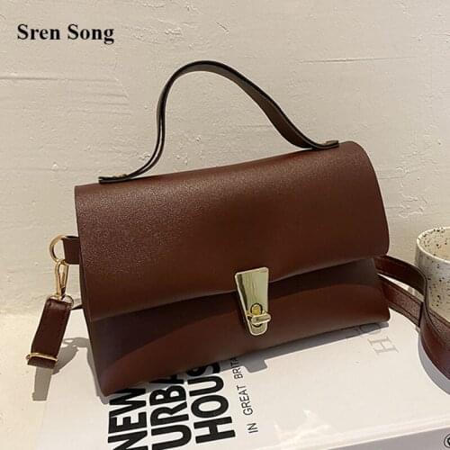 New Female Handbags 2021 Shoulder Bags Solid Color Messenger Bags Simple Large-capacity Casual Soft Leather Lock Portable Bags