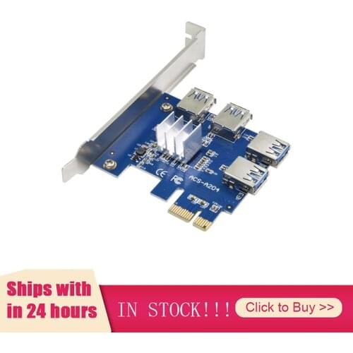 PCI-E 1 To 4 PCI Express 16X Slots Riser Card PCI-E 1X To External 4 PCI-e Slot Adapter PCIe Multiplier Card For Bitcoin Miner