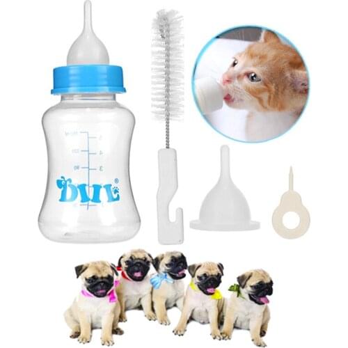 Plastic pet milk bottle 150ML dog puppy Kitten feeding water tools milk feeder with cleaning brush