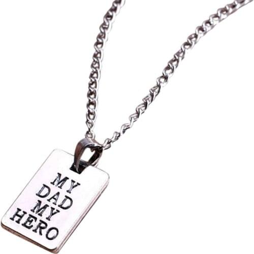 Fathers Day Gifts My Dad My Hero Pendant Necklace for Father Daddy