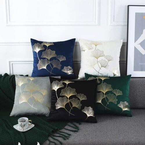 45X45CM New high-end Dutch velvet bronzing simple pillow living room sofa pillow car office chair waist back pillows decor home