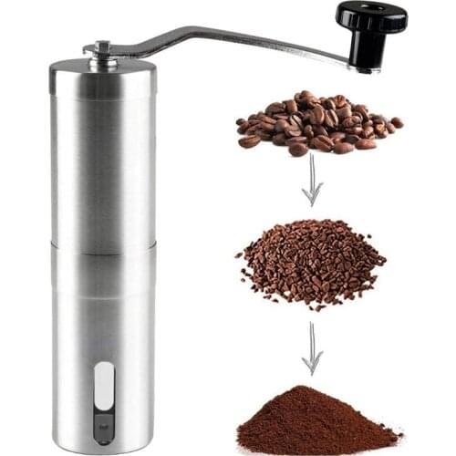 Portable Manual Coffee Grinder Stainless Steel Hand Coffee Bean Grinder with Adjustable Settings Home Kitchen Tool Grinders