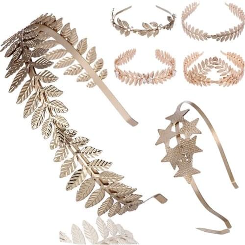 Western Fashion Retro Hair Bands For Women Wedding Metal Gold Pearl Leaf Butterfly Hair Headbands Bride Hair Crown Accessories