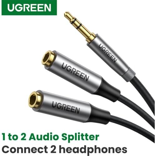 UGREEN Headphone Splitter 3.5mm 2 Way Aux Male to Female Earphone Audio Adapter Double Stereo Y Splitter Cable For TV Phone PS4