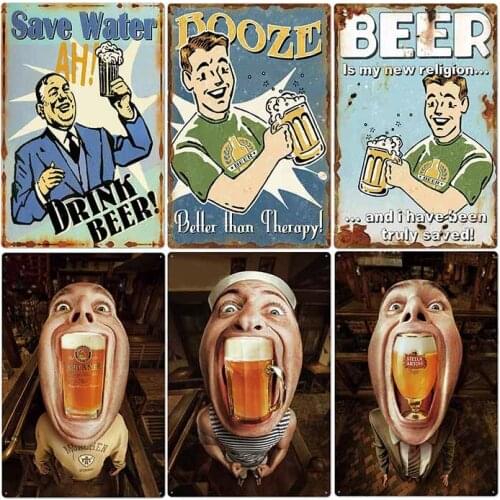 Retro Beer Poster Vintag Metal Tin Signs Bar Plates Iron Pub Club Plaque Wall Decorative Home Decor 20*30cm