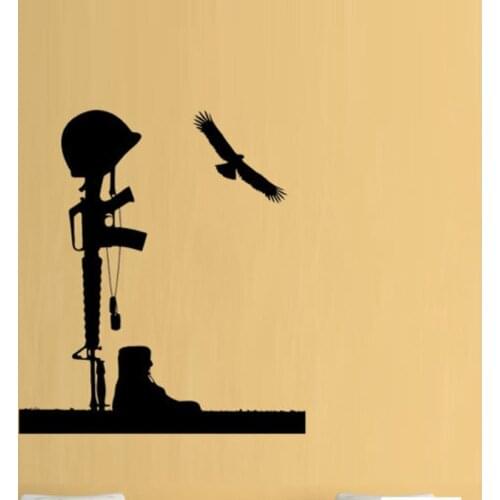 Army Rifle Boys Hall Soldiers Removable Wall Stickers for Nursery Kids Room Wallpaper Vinyl Decals Living Room Art Poster L22