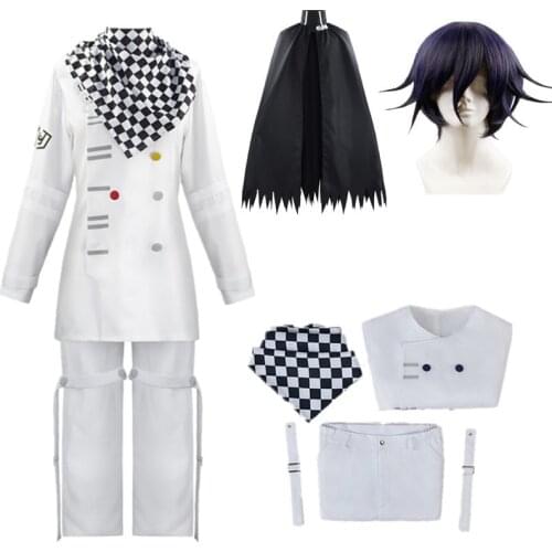 Anime Danganronpa V3 Kokichi Oma Uniforms Scarf Cloak Set Cosplay Costume wig