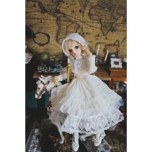 BJD suitable for 1/3 1/4 1/6 size giant doll white vintage lace maid dress doll accessories (hat + skirt + socks)