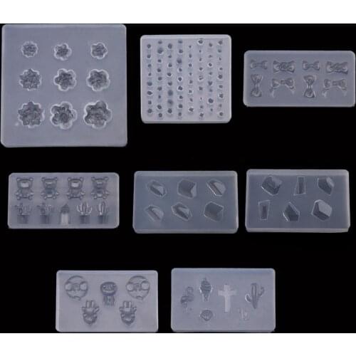 Cute 3D Flower Gemstone Bowtie Bear Resin Mold Epoxy Resin Casting Mold Silicone Mold DIY Nail Art Craft Jewelry Tools