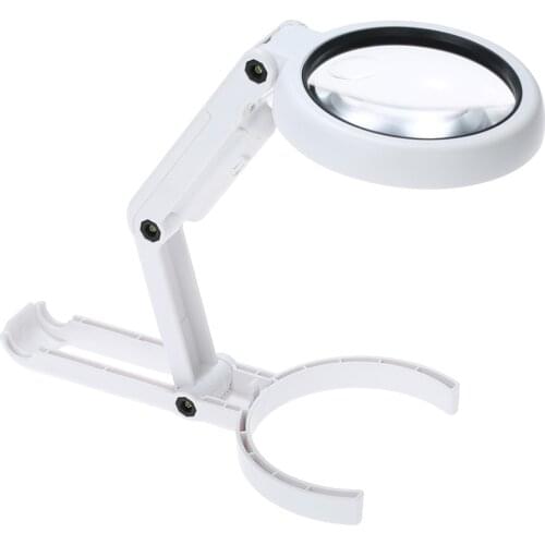 Foldable Lamp Illuminated Magnifier 5X 11X Magnifying Table Loupe Magnifier Screen with 8 LED Lights For Reading Map Newspaper
