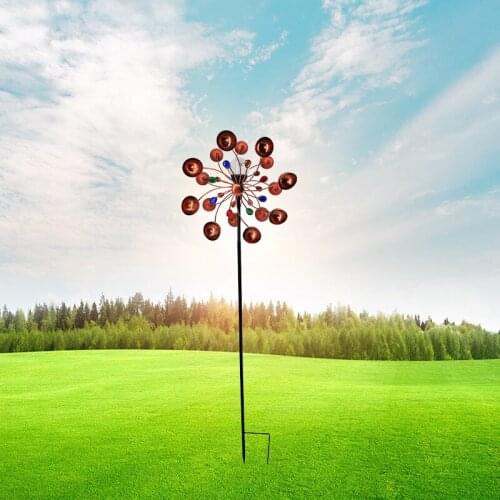 Solar Wind Spinners Outdoor Metal Yard Spinner Double Spiral Solar Spinner Garden Yard Lawn Decorations with Direction JS22