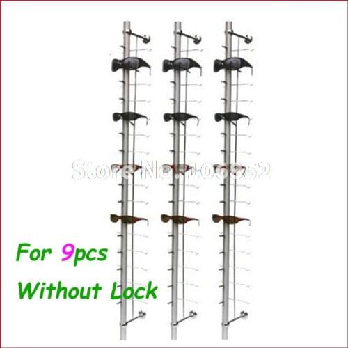 ST009 hold for 9pcs aluminium sunglasses eyeglass display rod without lock