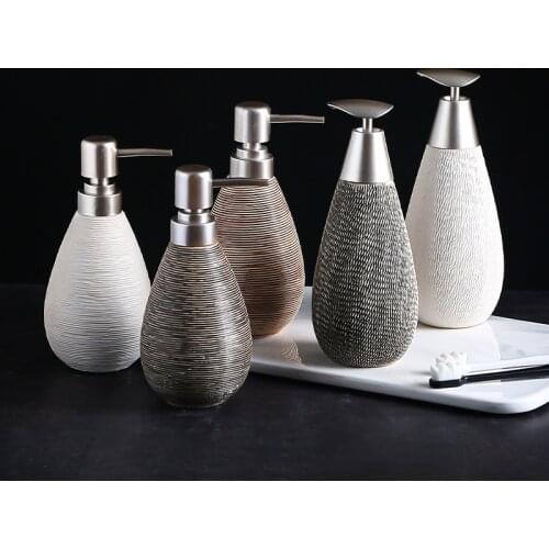 Vintage Nordic Bathroom Accessories Ceramic Soap Pump Bottles Kids Hand Soap Dispenser Shower Gel Bottle Hand Sanitizer Bottles