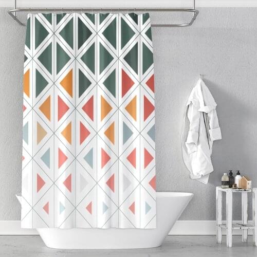 Waterproof Shower Curtain with 12 Hooks Ins Home Decor Geometric Printed Bath Curtains Polyester Cloth Bathroom Accessories