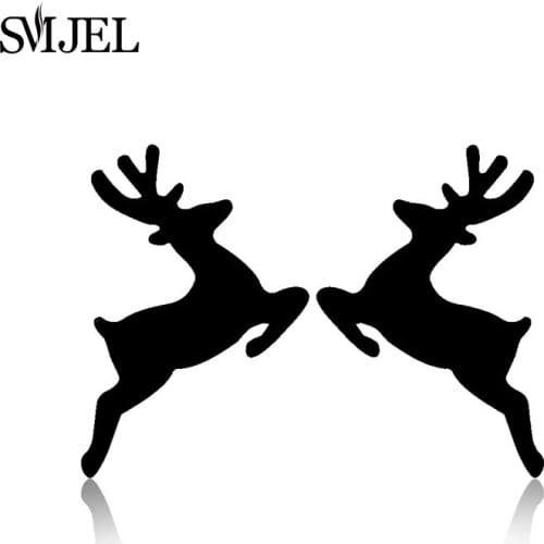 SMJEL Christmas Jewelry Cut Elk Deer Earrings Black Stainless Steel Stud Earrings Children Gifts Reindeer Stud Earring for Women