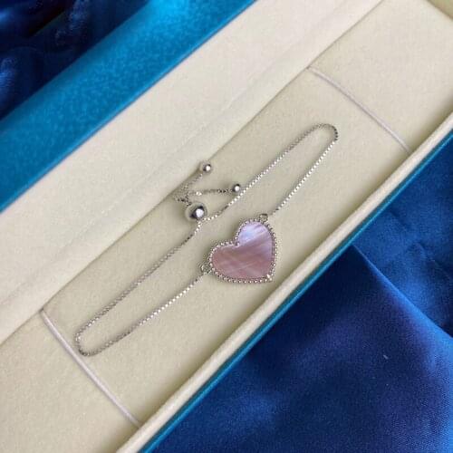 Trendy 100% 925 Sterling Silver Created Pink Heart Personality Bracelets For Women Anniversary Gift Fine Jewelry Wholesale