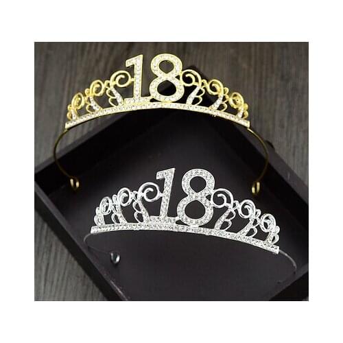 1 Pcs 18th Birthday Princess Crown Headband Crystal Wedding Crown Hairband Women Headwear Hair Decor