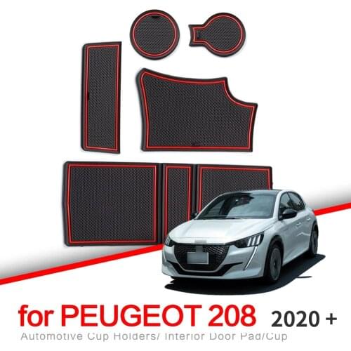 ZUNDUO Anti-Slip Gate Slot Cup Mat for Peugeot 208 e-208 2020 2021 GT Interior Accessories Door Pad Non-Slip Mats Car Styling