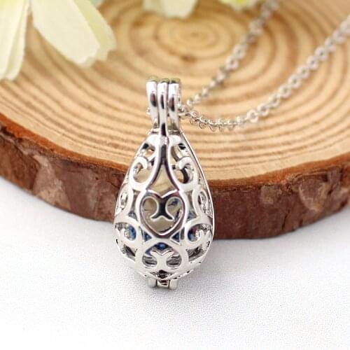 2PCS Filigree Waterdrop Locket Pendant Memory Locket Pendant Cremation Jewelry Keepsake Locket Fillable Jewelry