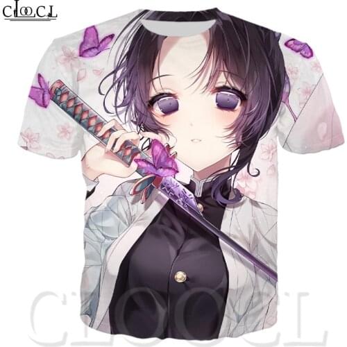 2021 Kimetsu No Yaiba Kochou Shinobu Japanese Anime Short-sleeved T-shirt Men 3D Printed Demon Slayer Summer Fashion Tops