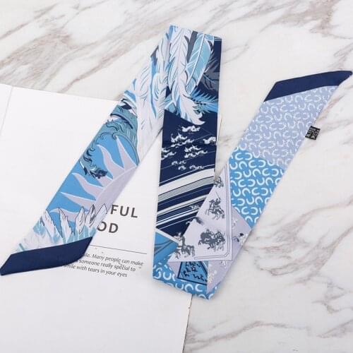 2021 Skinny Silk Scarf Womens Luxury New Design Luxury Brand Ladies Scarves Top Girls Hair Band Bandana Handbag Scarf Shawl