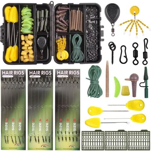 223Pcs Carp Fishing Rig tackle Anti Tangle Sleeve Lead clips Carp rigs making Baiting Needles for carp Accessories