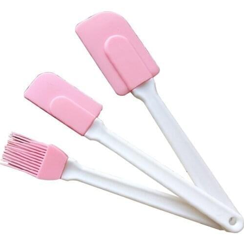 3PCS/ Set Silicone Spatula Barbeque Brush Cooking Utensil Tool Kit Heat Resistant BBQ Oil Condiment Brushes Cake Cream Scraper