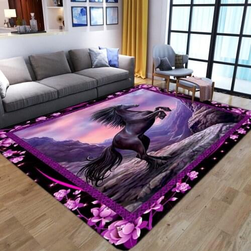 3D Horse Printed Rug Cartoon Baby Game Mat Soft Flannel Child Room play Area Rugs Kids Bedroom Gamer Big Carpets for Living Room