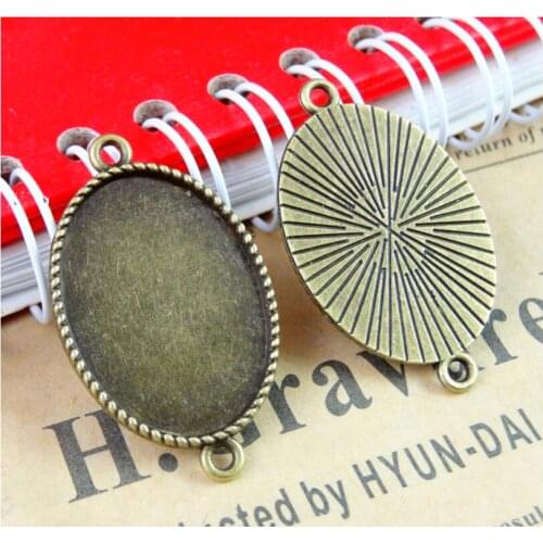 50pcs/lot Antique Bronze Plated Cameo Cabochon Base Oval Pendant Blanks Setting Fit 18*25mm Diy Cabochon Pendant Settings