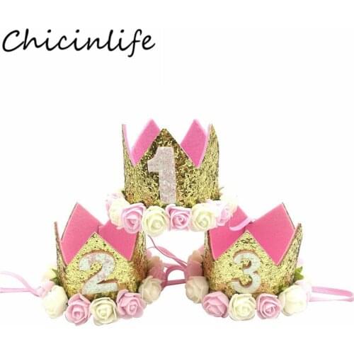 Chicinlife 1Pcs 1-10 Years Old Crown Headband Birthday Party Decor Baby Shower Girl 1St Birthday Kids Hair Accessory Supplies