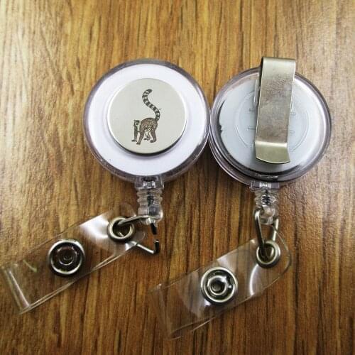 Lemur ID Badge Reel gift for him/her friend family retractable recoil id badge holder work fun
