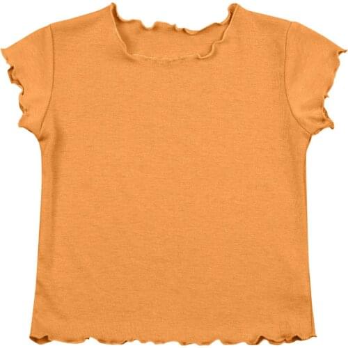 Toddler ChildrenS Clothing Tops Kid Girls Tees Solid Tops Round Neck Short Sleeve Casual Slim T-Shirts Summer Children Clothes