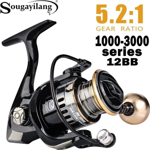 Sougayilang Fishing Reel 1000-3000 Series 5.2:1 Gear Ratio High Speed 12BB Reel Aluminium Spool Carp Spinning Wheel Tool