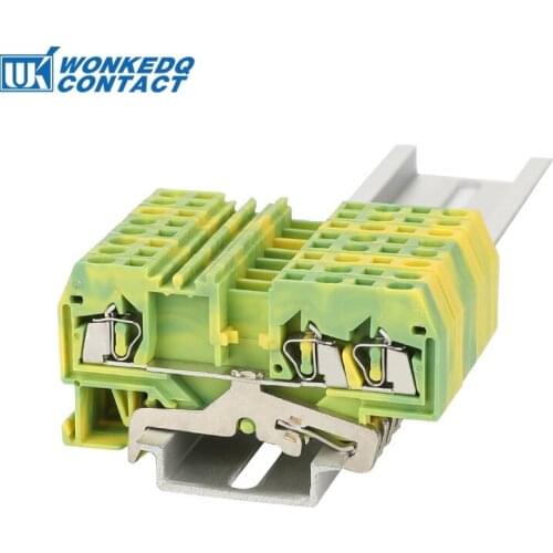 Ground Terminal block 280-687 Din Rail Wire conductor Spring Cage Connection Terminal Blocks 3 Conductor through 10pcs