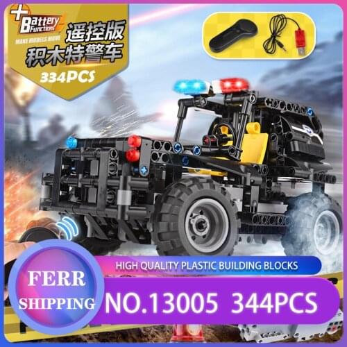 334 Block RC Car Armed police patrol car Set Building Blocks Bricks Assembled DIY Educational kids toys Gifts DIY RC Car toy